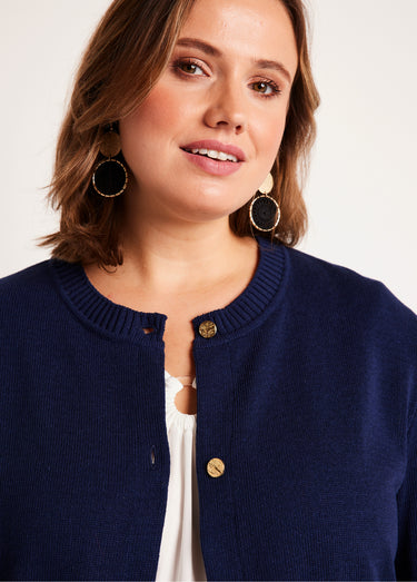 Gilet cardigan court boutonné Marine