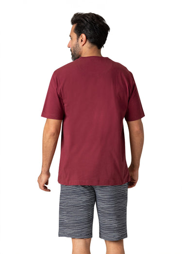 Pyjama short imprimé homme Bordeaux/Marine