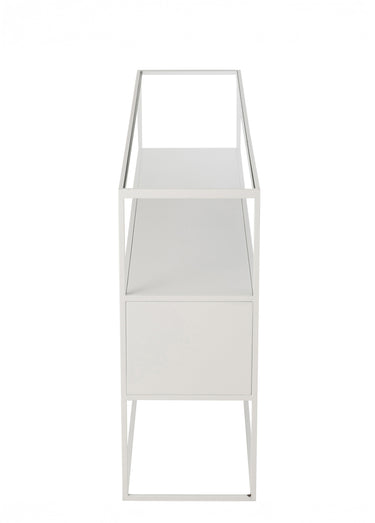 Console en métal et plateau verre, clair Blanc