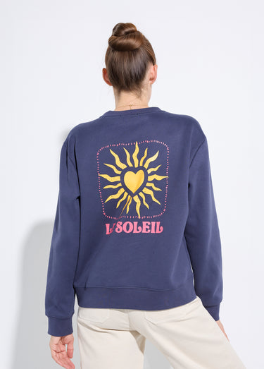 Sweat molletonné sérigraphie soleil Marine