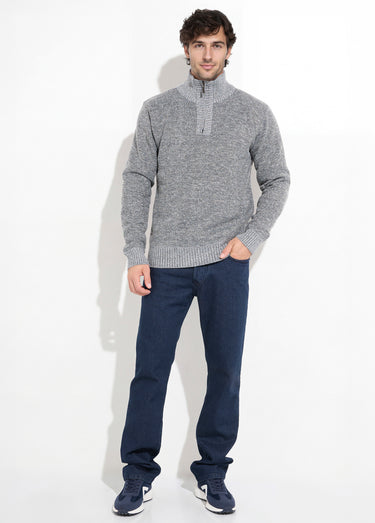 Pull col zippé chaud intérieur polaire Gris Clair