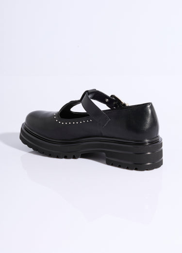 Babies compensées avec rivets style rock Noir
