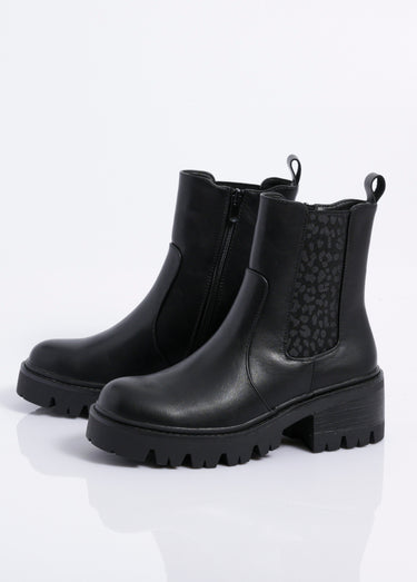 Boots style creepers avec détail léopard Noir
