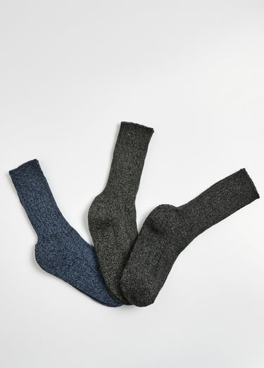 Chaussettes cotelées chaudes avec laine Assortis Bleu