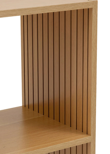 Module 4 cases avec décor bois rainuré Beige