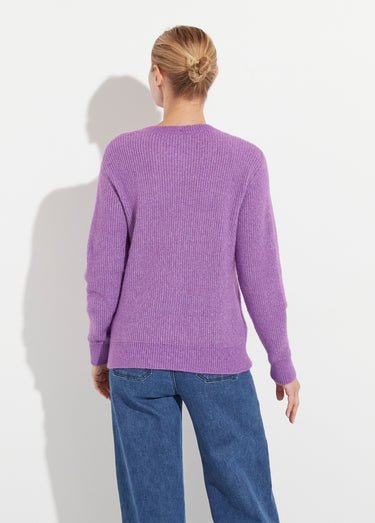 Pull doux maille ajourée fibres recyclées et laine Violet