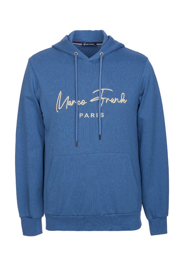 Sweat à capuche molletonné, poche kangourou Indigo