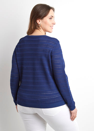 Pull doux col rond manches longues Marine