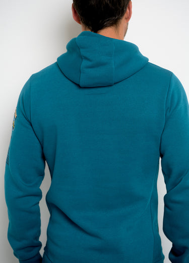 Sweat à capuche demi zip manches longues Bleu Petrole