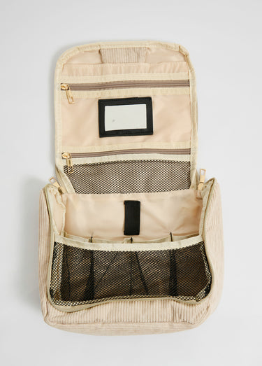 Trousse de toilette à suspendre, velours Beige