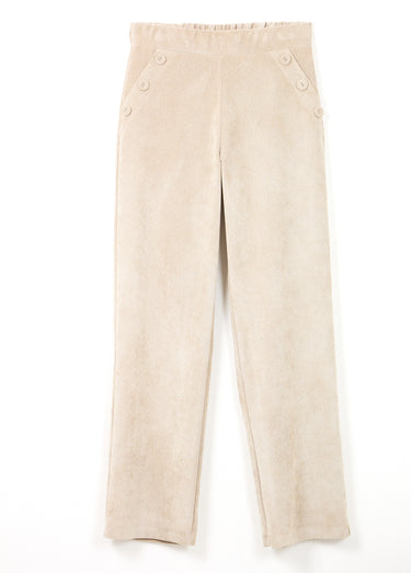 Pantalon large velours milleraies Ecru