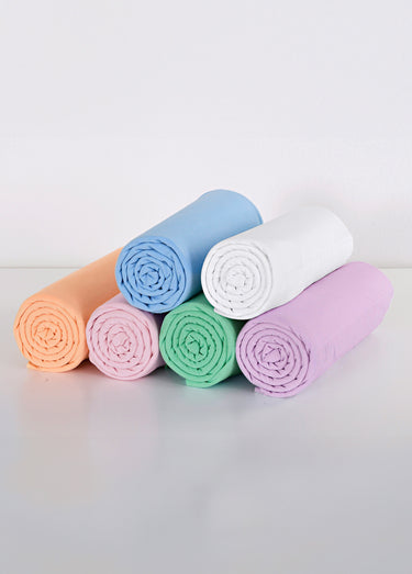 Drap housse jersey coton uni - lot de 2 Blanc+Peche Lot2