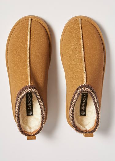 Mules suédine plates détails ethniques Camel