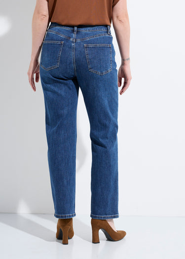 Jean droit 5 poches, spécial PETITE Denim Fonce