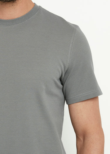 T-shirt col rond épais effet nid d'abeille Gris
