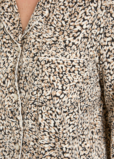Pyjama col tailleur et manches longues Leopard