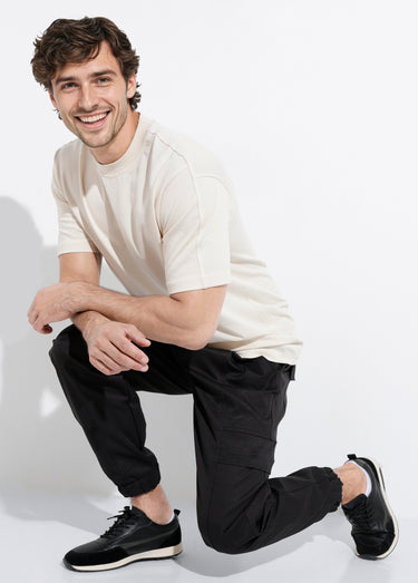 Pantalon cargo bas élastiqué, sportswear Noir