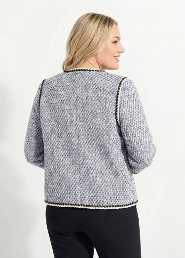 Veste courte sans col tissu effet tweed Noir / Blanc