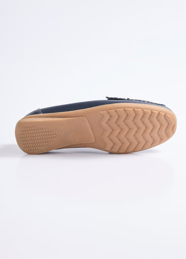Mocassins confortables plats en cuir Marine