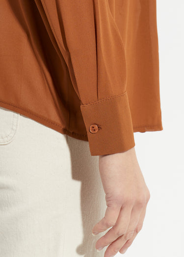 Chemisier vaporeux voile manches longues Camel