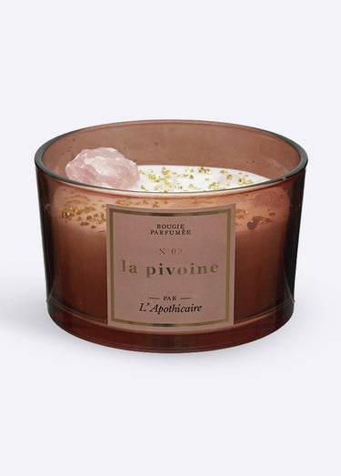 Bougie parfumée avec pierres, 7,8cm Pivoine