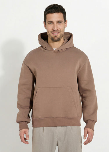 Sweat-shirt zippé molletonné à capuche Camel