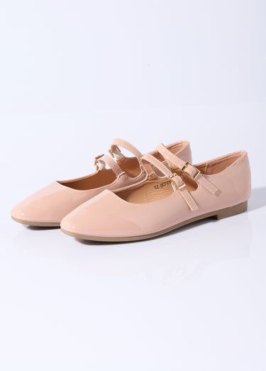 Ballerines plates bout carré, double bride Nude