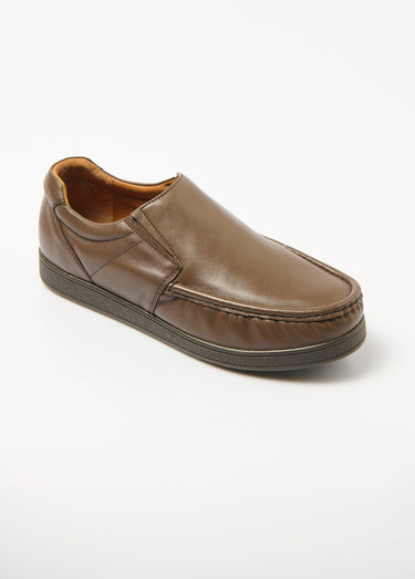 Mocassins élastiqués cuir semelle amovible Marron
