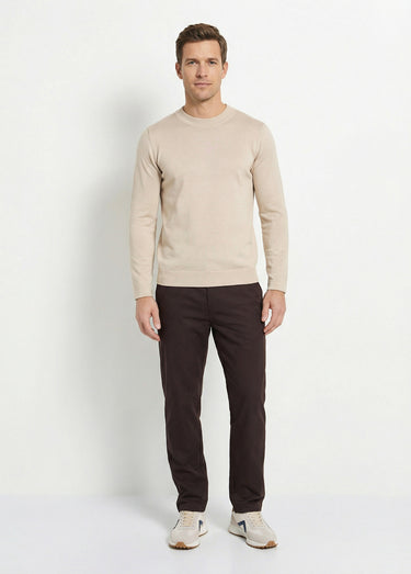 Pantalon de ville en toile stretch Marron