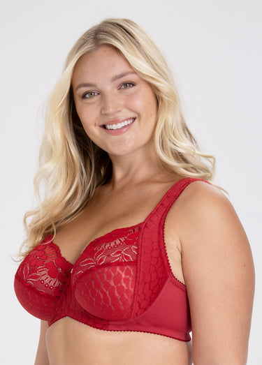 Soutien-gorge armatures dentelle, JACQUARD & LACE Carmin