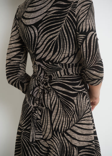 Robe plissée maille imprimé animalier Gris/Noir