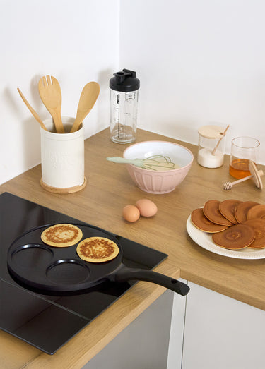 Poele à pancakes 4 alvéoles alu, 26cm Noir