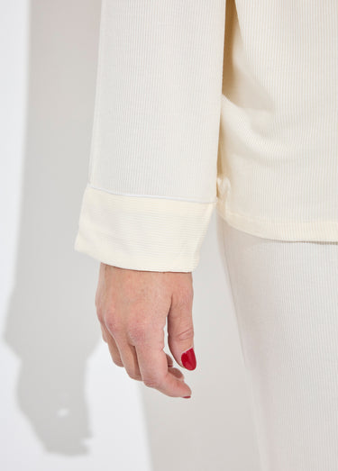 Pyjama long en maille cotelée Creme