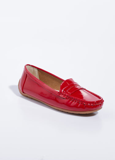 Mocassins vernis semelle antidérapante Vernis Rouge