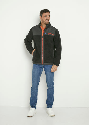 Veste chaude en sherpa avec col montant Noir