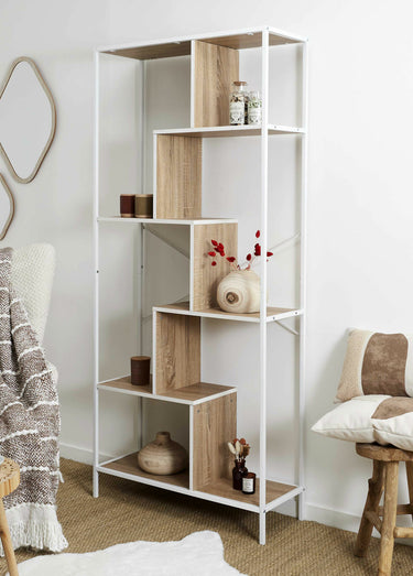 Etagère zigzag 6 niveaux en métal clair Blanc