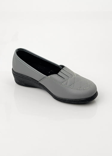Mocassins cuir largeur confort élastiqués Gris