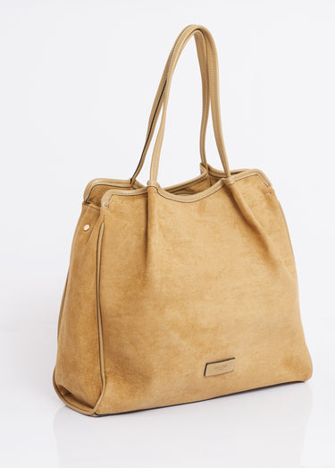 Sac shopping suédine et simili cuir Jaune Paille