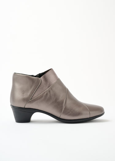 Bottines zippées en cuir, grande largeur Bronze