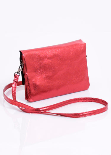 Sac pochette métallisé chic avec rabat Bordeaux