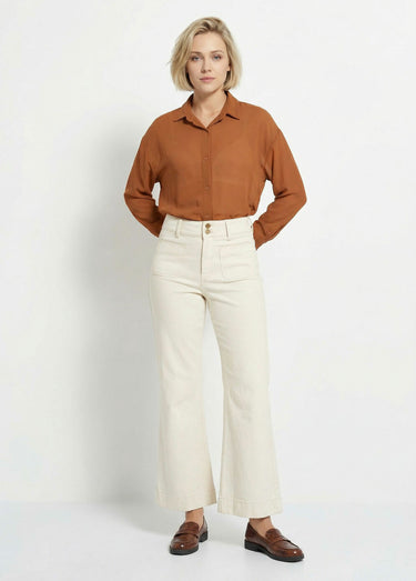 Chemisier vaporeux voile manches longues Camel