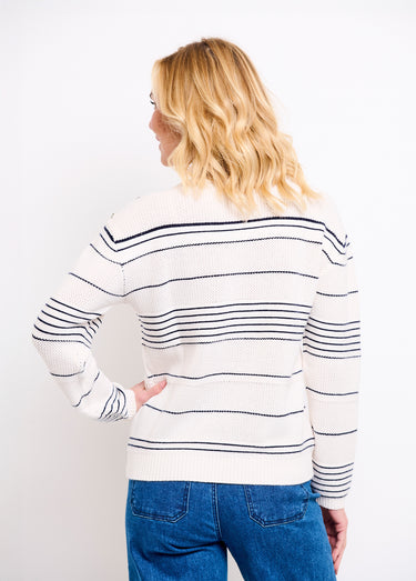 Pull marinière col rond Ecru/Marine