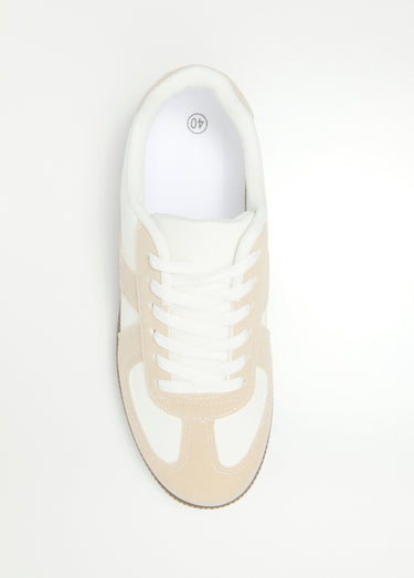 Baskets bicolores avec détails effet daim Blanc