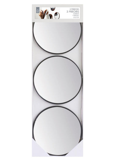 Set 3 miroirs rond contour façon bois Marron