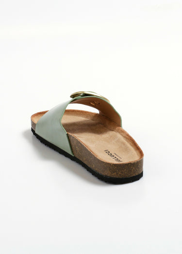 Mules anatomiques avec boucle métal Vernis Vert