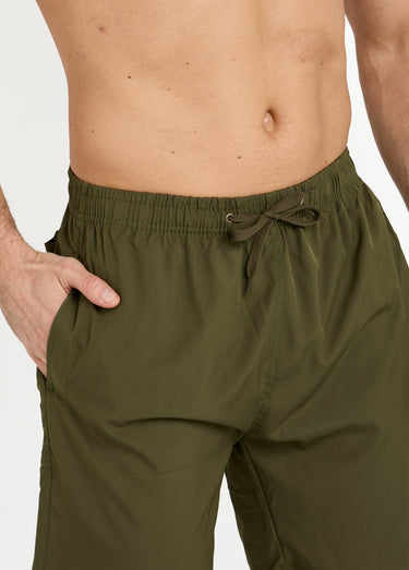 Short de bain taille élastiquée et liens Kaki