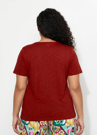 T-shirt coton maille flammée dentelle Tomette
