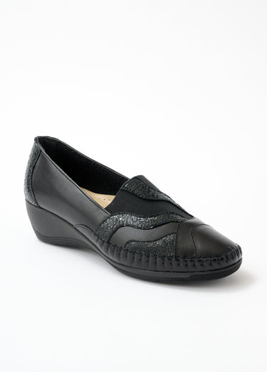Mocassins cuir largeur confort fantaisie Noir