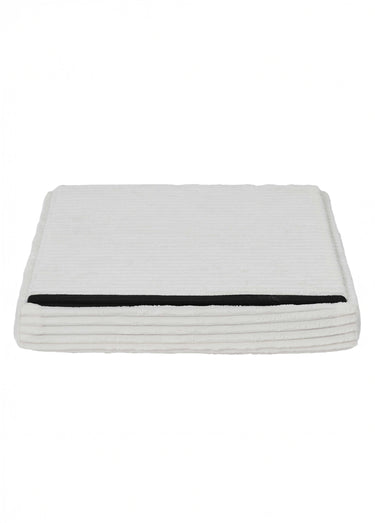Pouf bouclette avec coffre de rangement 1B Blanc Casse