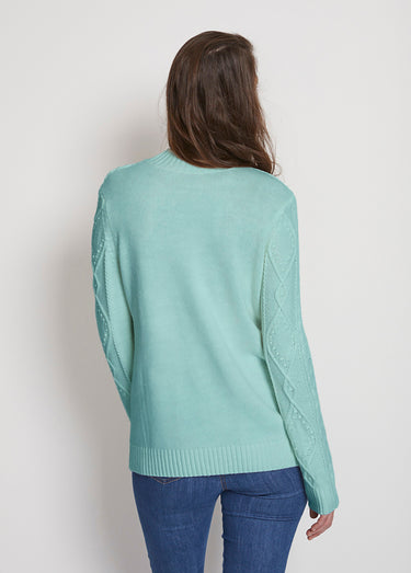 Pull chaud court col montant torsades Vert